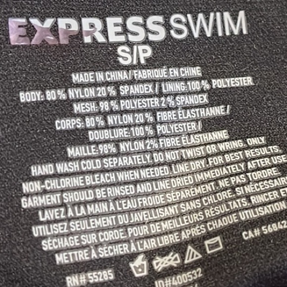 Express Bikini Top Swim Black Print Mesh Swimsuit S Small New - Picture 6 of 6